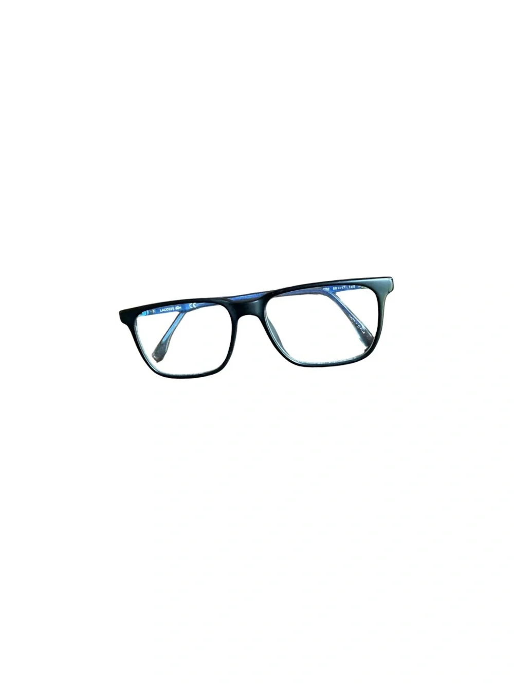 Lacoste Black L2901 Rectangular Women's Eyeglasses with Subtle Blue Temples